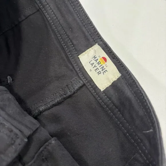 Marine Layer Pants Womens Size 10 Black Raw Edge Bridget High Rise Wide Leg NWT - Picture 3 of 6